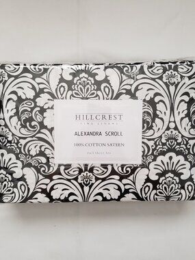NEW Hill Crest Alexandra Scroll Full 100% cotton sateen bed sheet set damask